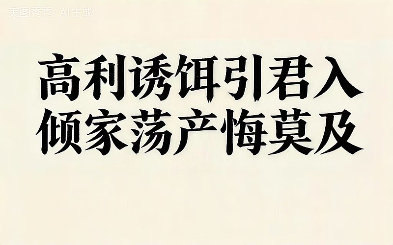 高利诱饵引君入，倾家荡产悔莫及